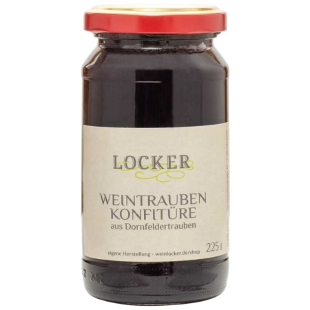 Hausgemachte Konfitüre aus Dornfeldertrauben.