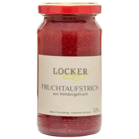 Hausgemachter Fruchtaufstrich aus Weinbergpfirsich.